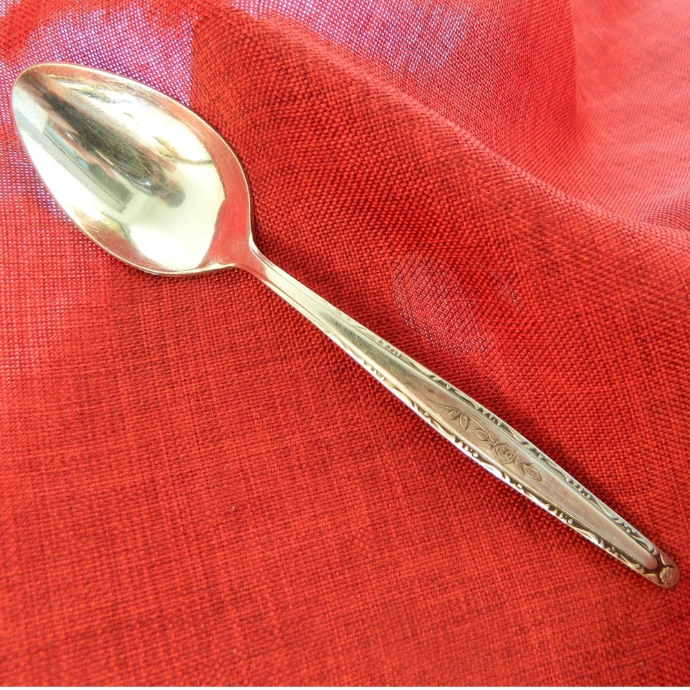 Interpur Teaspoon 6 3/8" Silver INR3 Rose Scroll Cottage MCM Korea Vintage